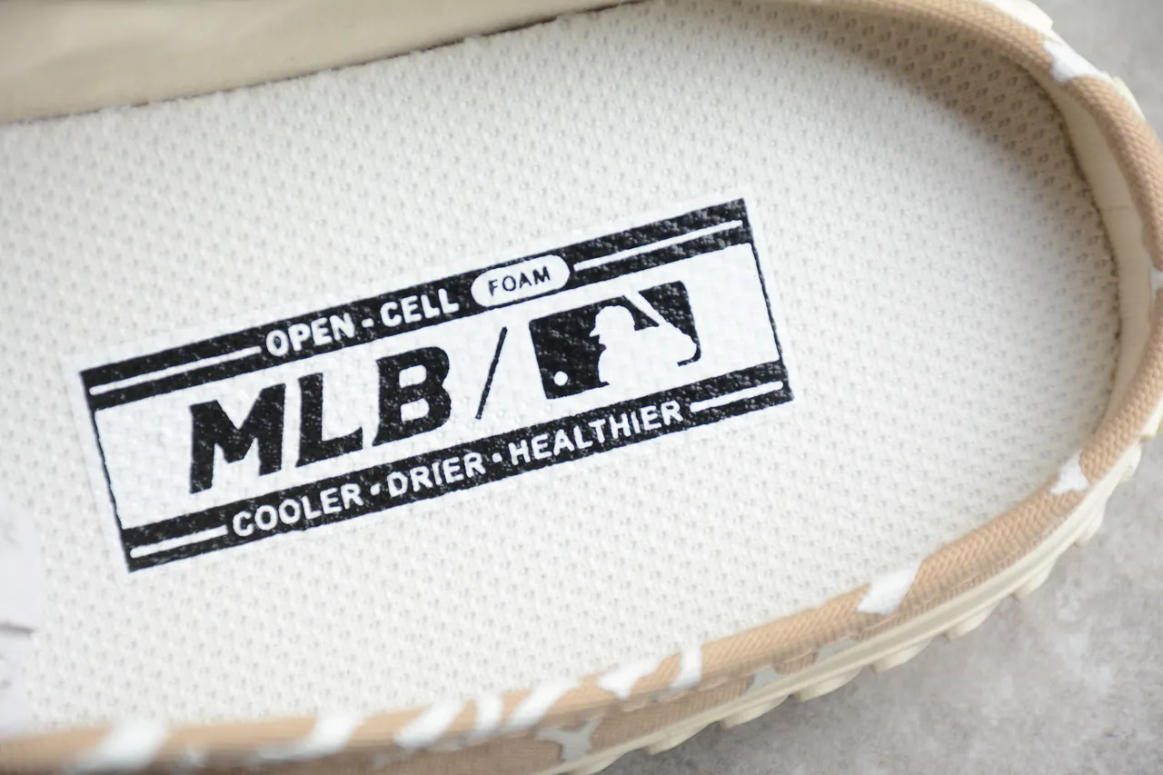 New Era Beige White Monogram-Print Slip-On Mule Silhouette Canvas Shoes 3