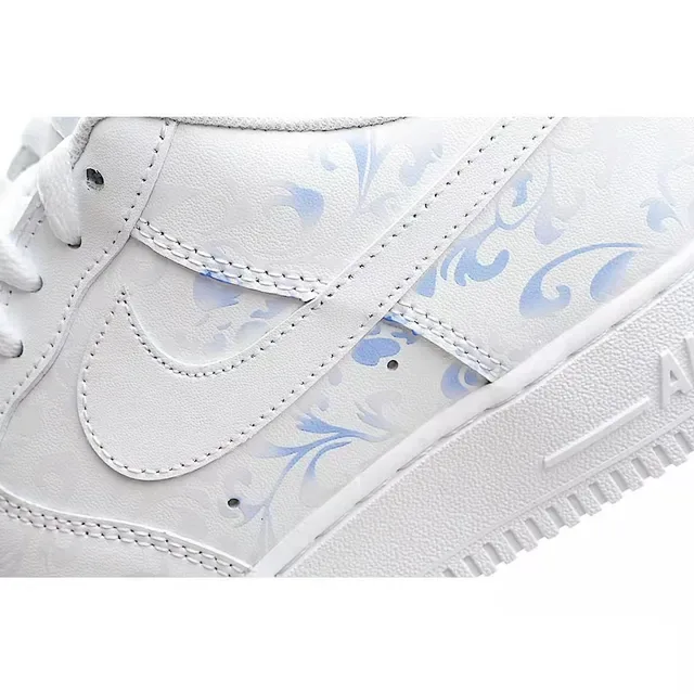 Nike Air Force 1 All-White Embossed Floral Lifestyle Sneakers 3