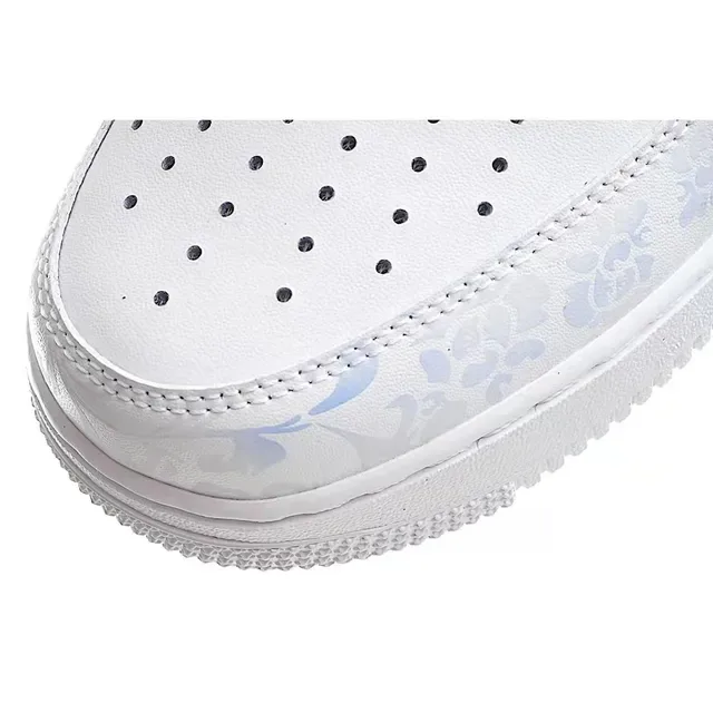 Nike Air Force 1 All-White Embossed Floral Lifestyle Sneakers 4