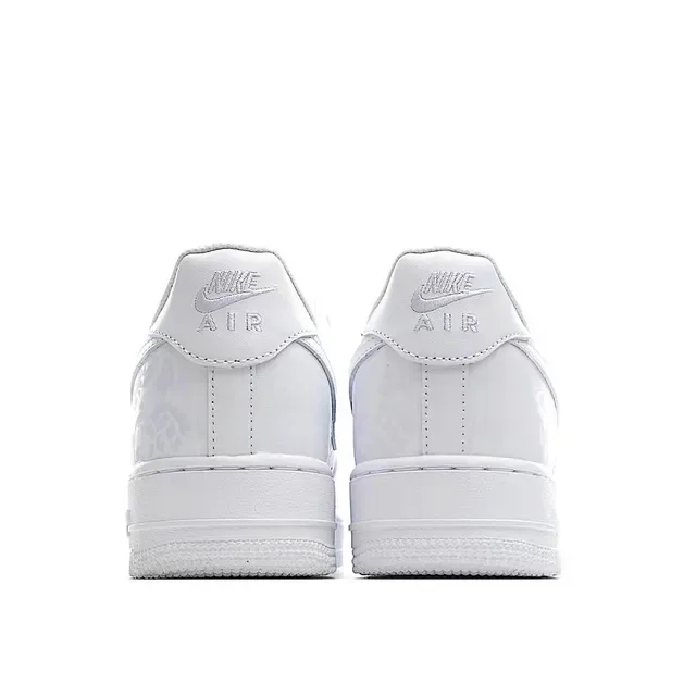 Nike Air Force 1 All-White Embossed Floral Lifestyle Sneakers 6