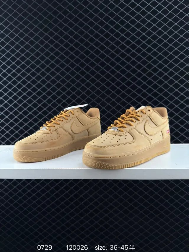 Nike Air Force 1 Beige Red Low-Top Monochrome Tan Lifestyle Sneakers 2
