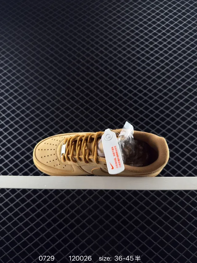 Nike Air Force 1 Beige Red Low-Top Monochrome Tan Lifestyle Sneakers 4