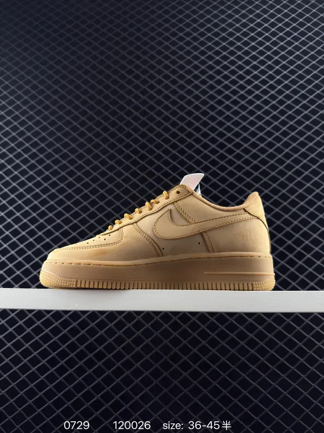 Nike Air Force 1 Beige Red Low-Top Monochrome Tan Lifestyle Sneakers 5
