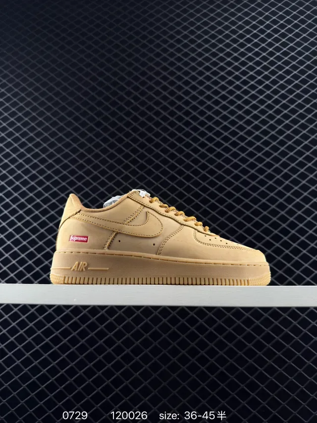 Nike Air Force 1 Beige Red Low-Top Monochrome Tan Lifestyle Sneakers 6