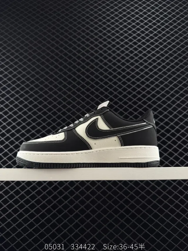 Nike Air Force 1 Black and Off-White Lifestyle Sneakers 7