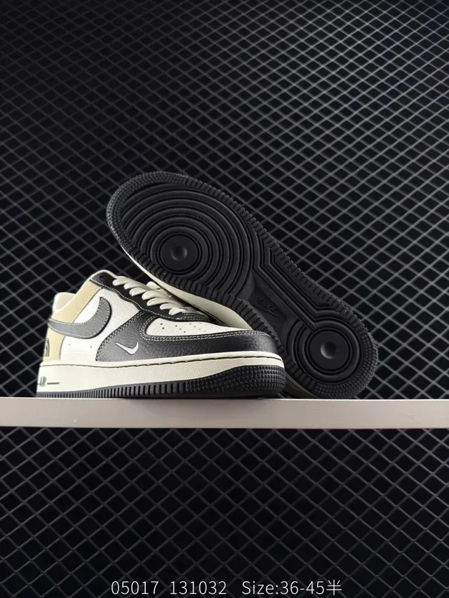 Nike Air Force 1 Low Beige Black White Lifestyle Sneakers 4
