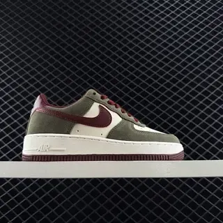 Nike Air Force 1 Low ऑलिव ग्रीन और बर्गंडी लाइफस्टाइल स्नीकर्स