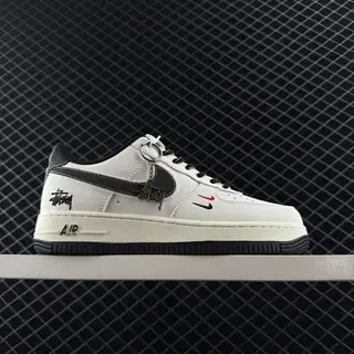 Nike Air Force 1 Low Stussy सहयोग Off-White काला लाल लाइफस्टाइल स्नीकर्स