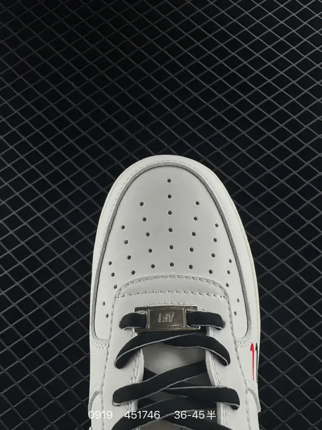 Nike Air Force 1 Low Stussy Collaboration Off-White Black Red Lifestyle Sneakers 2
