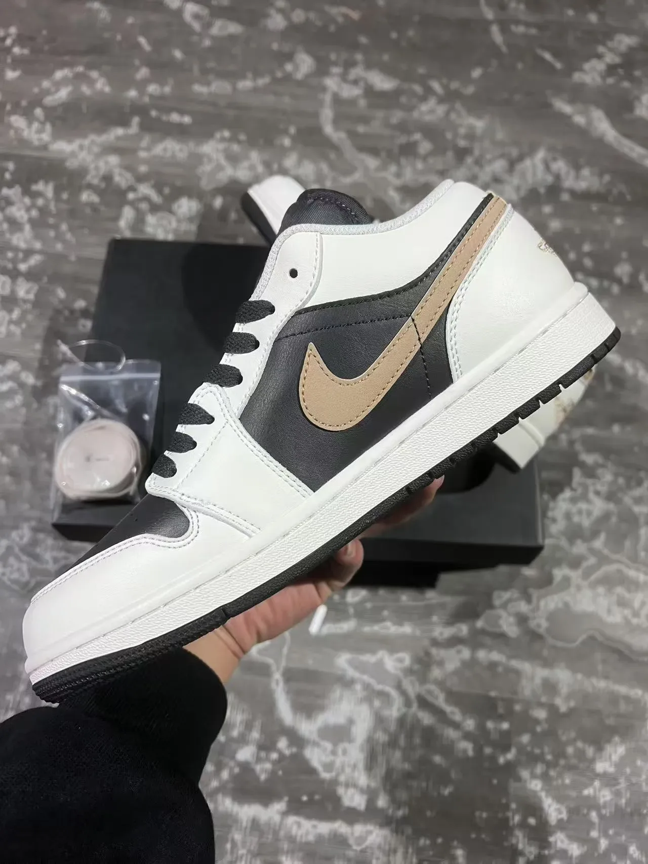 Nike Air Force 1 Low White Black Beige Lifestyle Sneakers 5