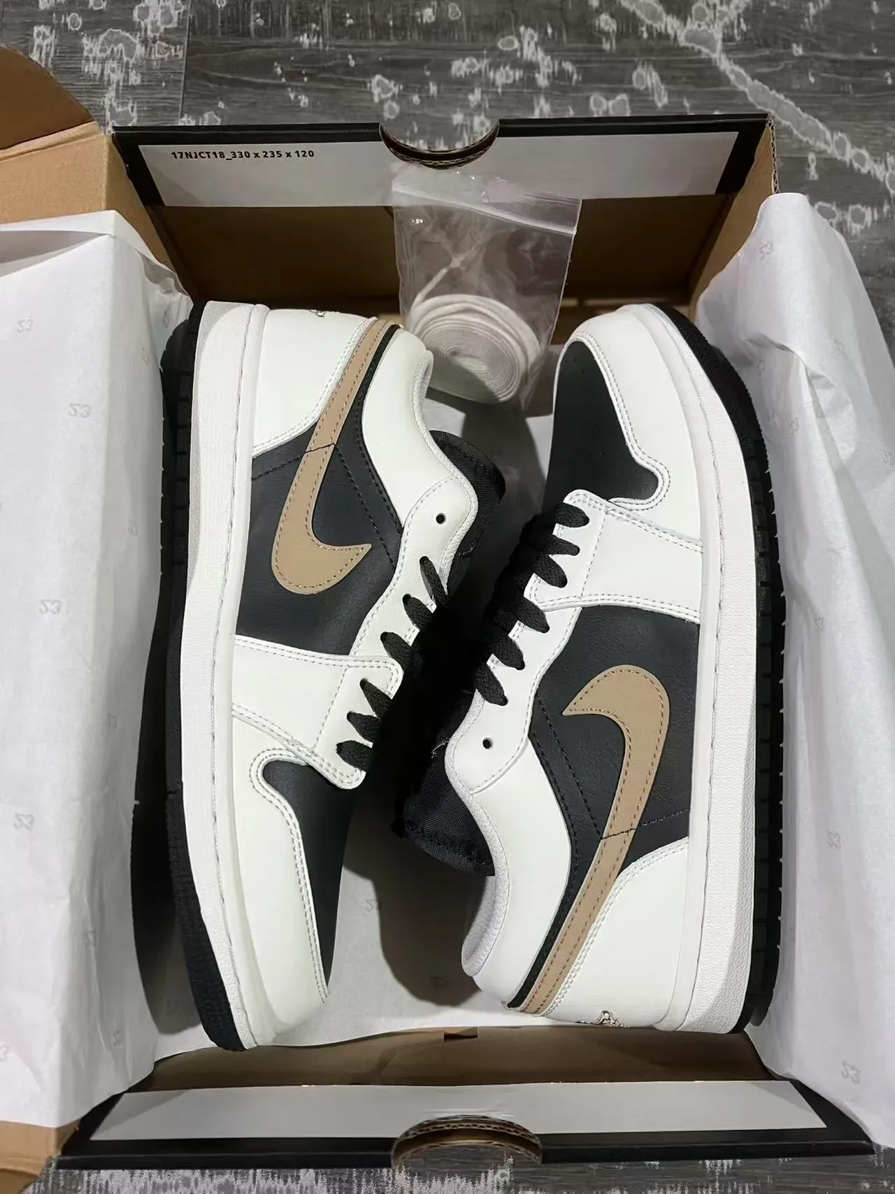 Nike Air Force 1 Low White Black Beige Lifestyle Sneakers 9