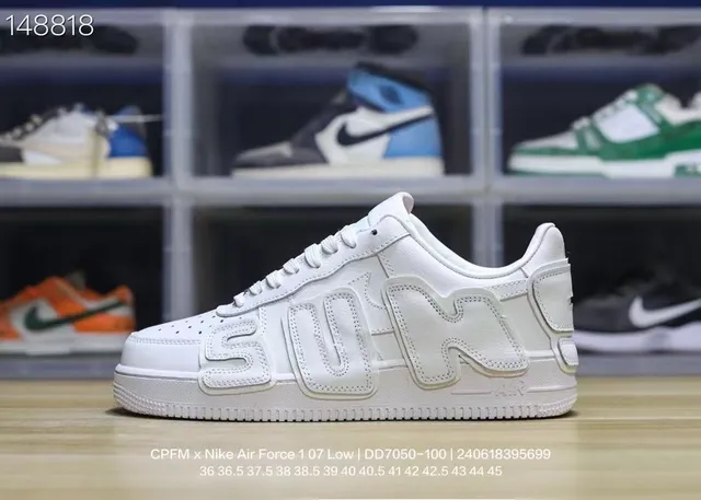 Nike Air Force 1 Low White Raised Lettering Lifestyle Sneakers 2
