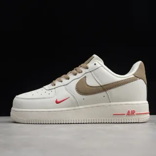 Nike Air Force 1 Off-White Tan Red Lifestyle Sneakers