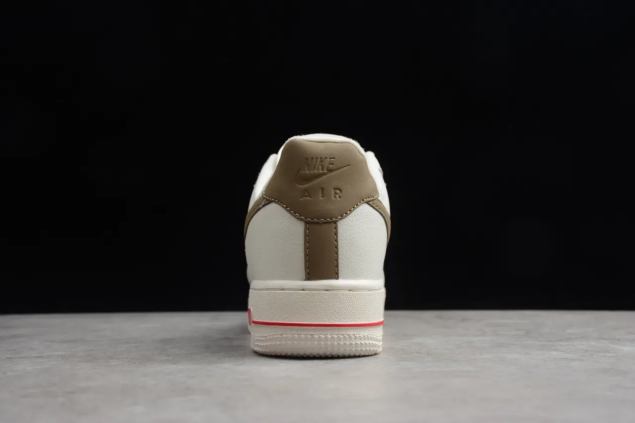 Nike Air Force 1 Off-White Tan Red Lifestyle Sneakers 2
