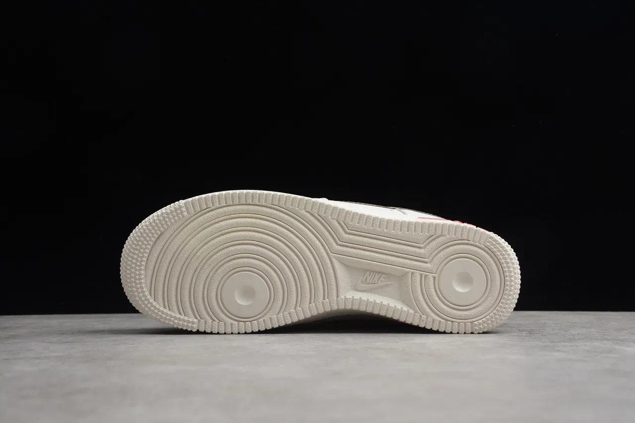 Nike Air Force 1 Off-White Tan Red Lifestyle Sneakers 3