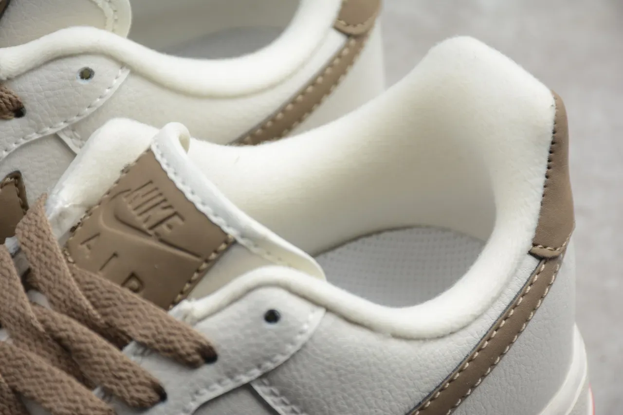 Nike Air Force 1 Off-White Tan Red Lifestyle Sneakers 12