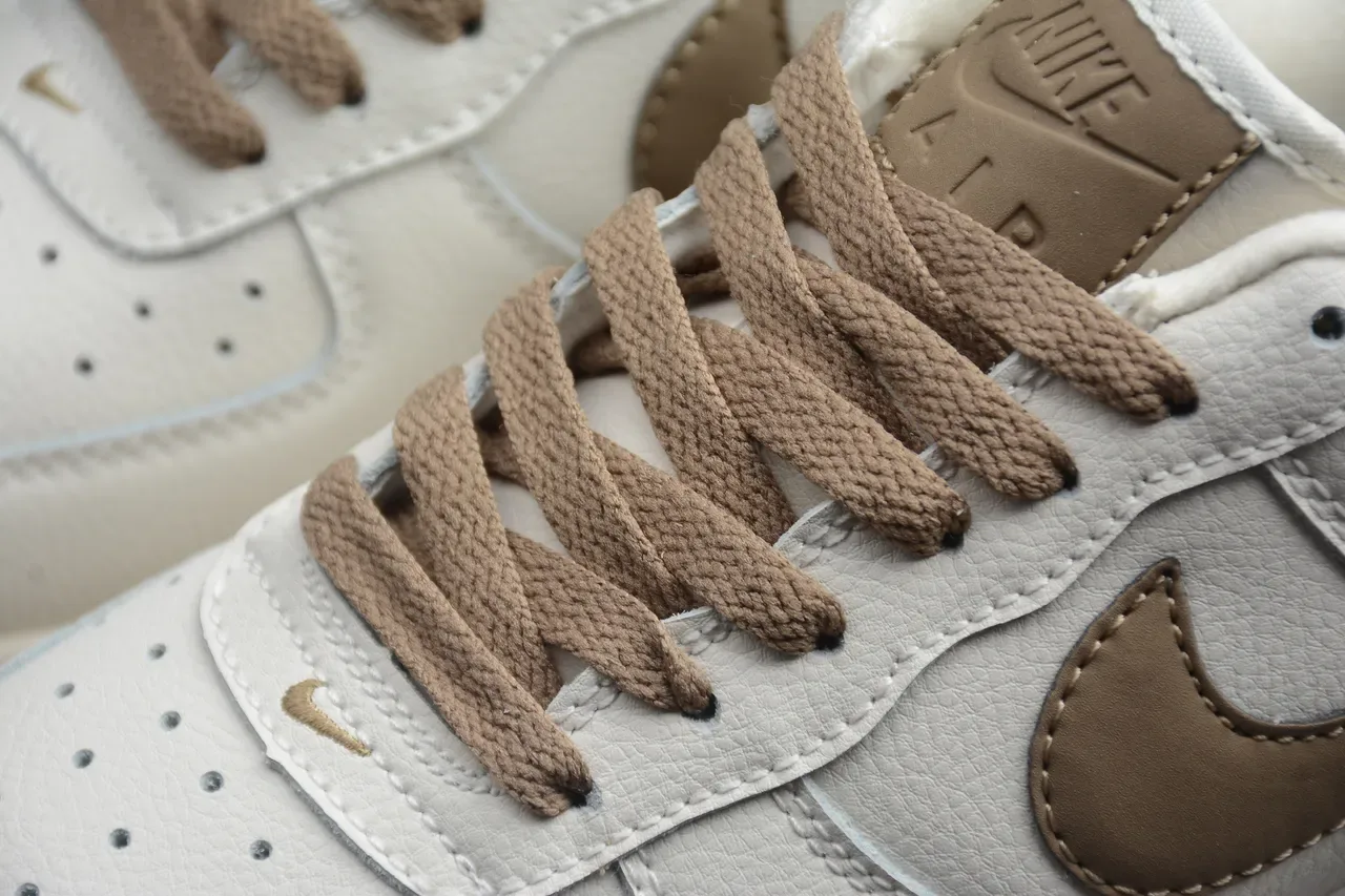 Nike Air Force 1 Off-White Tan Red Lifestyle Sneakers 13