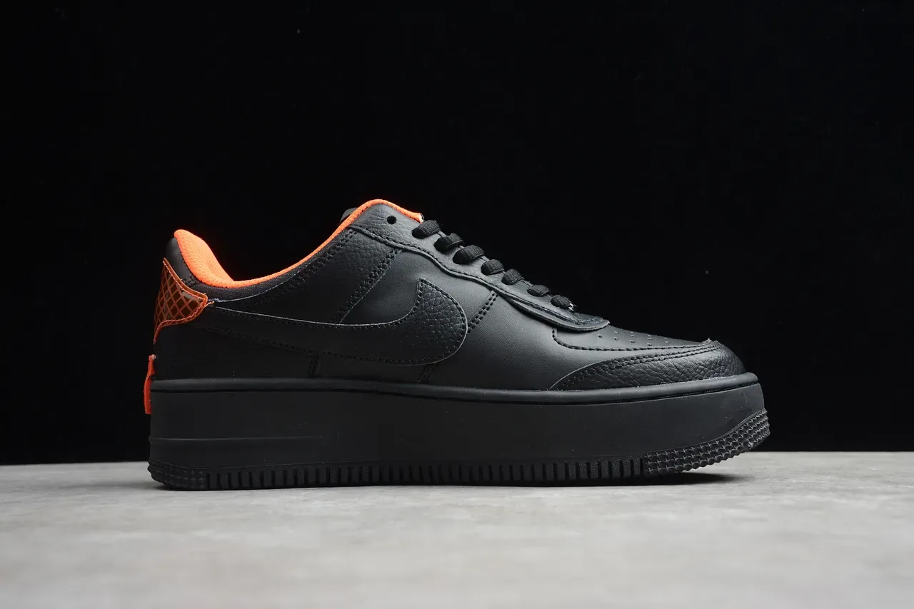 Nike Air Force 1 Platform Black Orange Lifestyle Sneakers 5