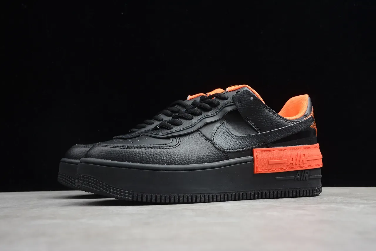 Nike Air Force 1 Platform Black Orange Lifestyle Sneakers 6