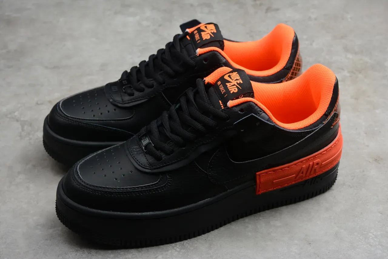 Nike Air Force 1 Platform Black Orange Lifestyle Sneakers 15