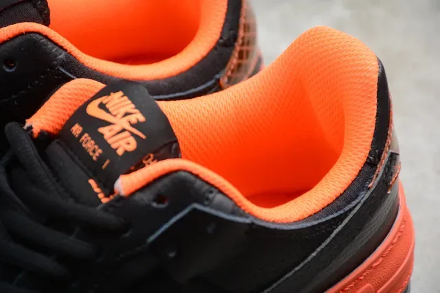 Nike Air Force 1 Platform Black Orange Lifestyle Sneakers 16