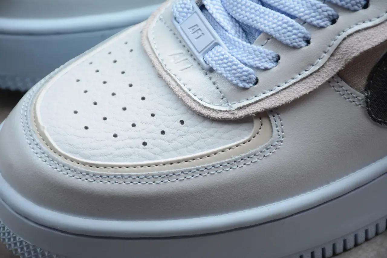 Nike Air Force 1 Platform Light Gray White Lifestyle Sneakers 9