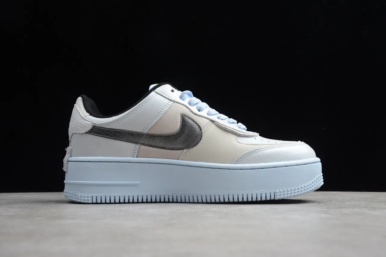 Nike Air Force 1 Platform Light Gray White Lifestyle Sneakers 14