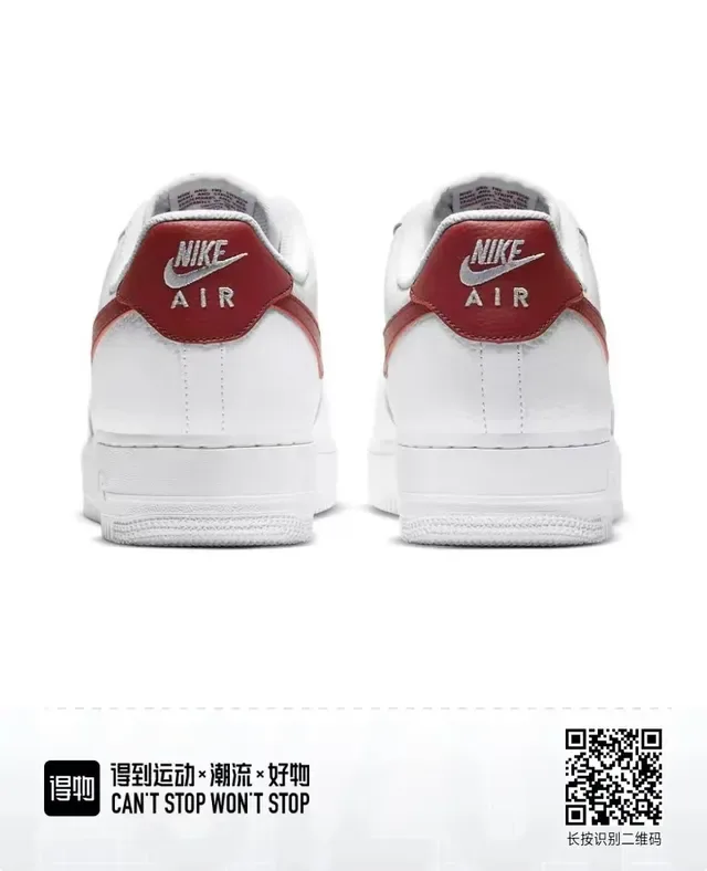 Nike Air Force 1 White and Red Lifestyle Sneakers 5