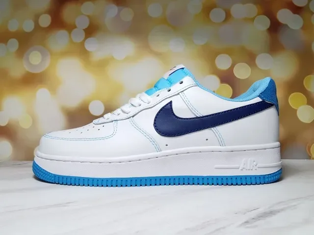 Nike Air Force 1 Branco e Royal Blue Sneakers Lifestyle 7