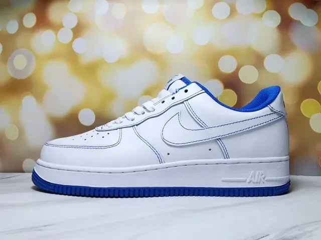 Nike Air Force 1 Branco e Royal Blue Sneakers Lifestyle 15