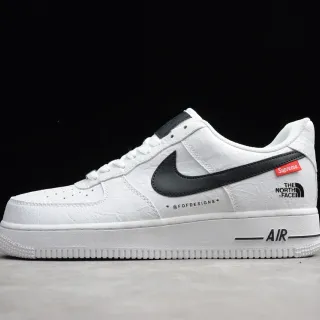 Nike Air Force 1 White Black Crinkled Leather Lifestyle Sneakers