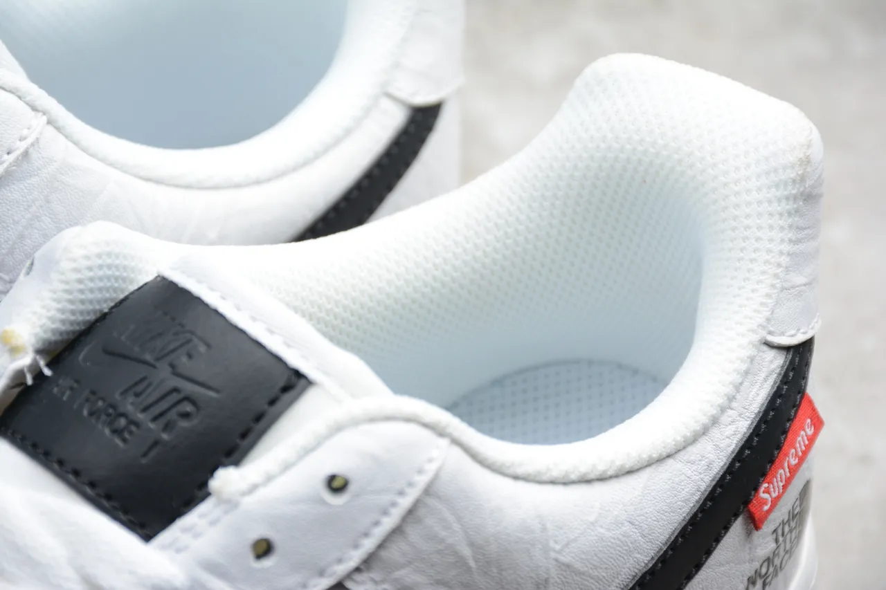 Nike Air Force 1 White Black Crinkled Leather Lifestyle Sneakers 12