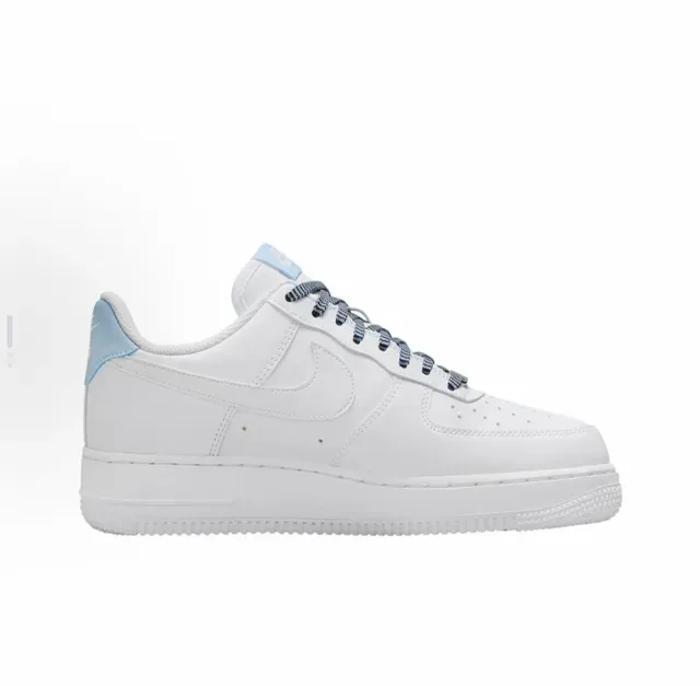 Nike Air Force 1 branco e azul low-top perfurado no dedo lifestyle sneakers 4