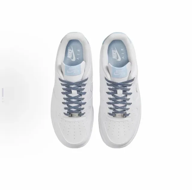 Nike Air Force 1 branco e azul low-top perfurado no dedo lifestyle sneakers 5