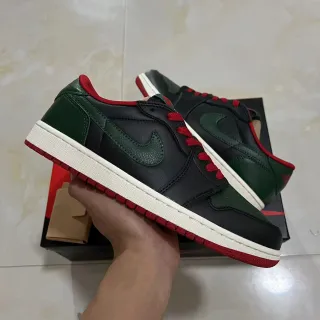 Nike Air Jordan 1 Black Dark Green Red Basketball Shoes