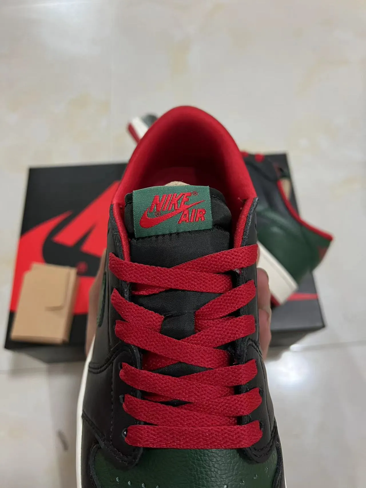 Nike Air Jordan 1 Black Dark Green Red Basketball Shoes 4