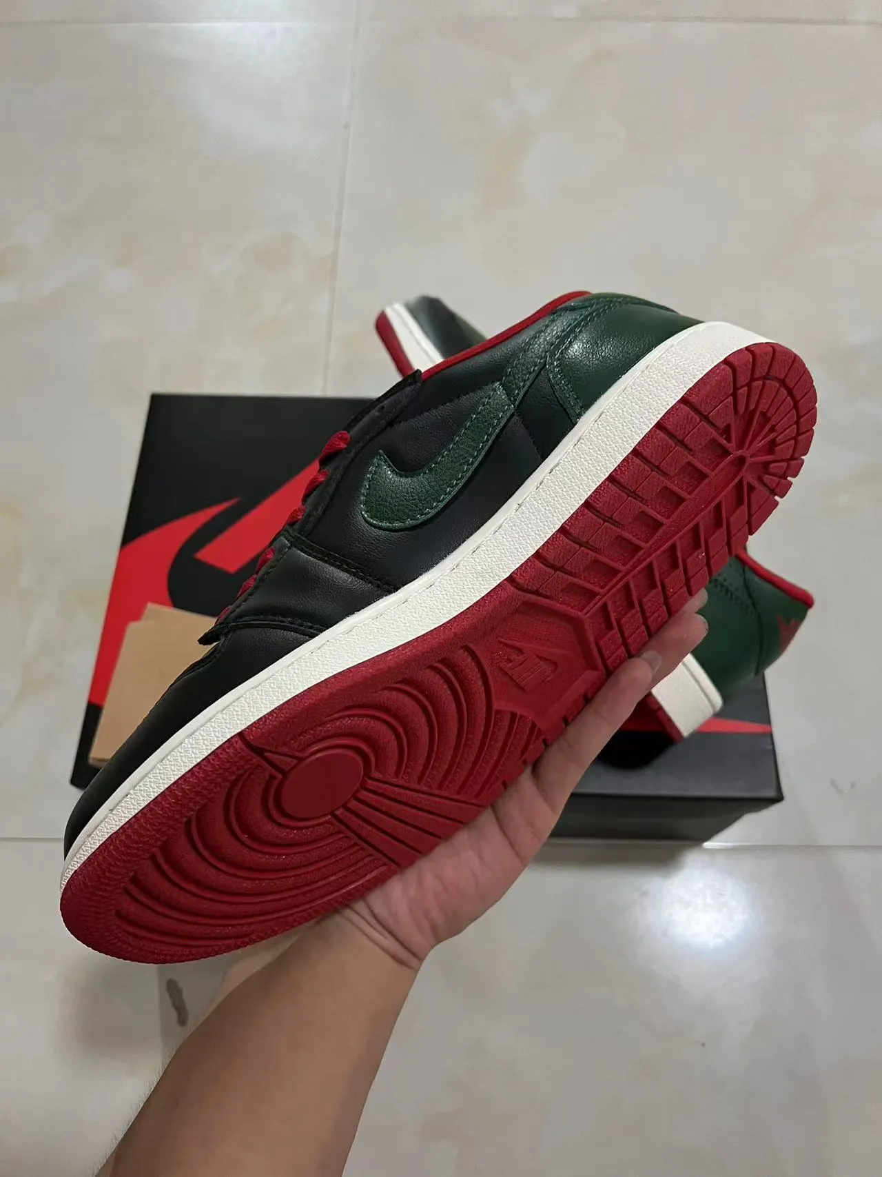 Nike Air Jordan 1 Black Dark Green Red Basketball Shoes 6
