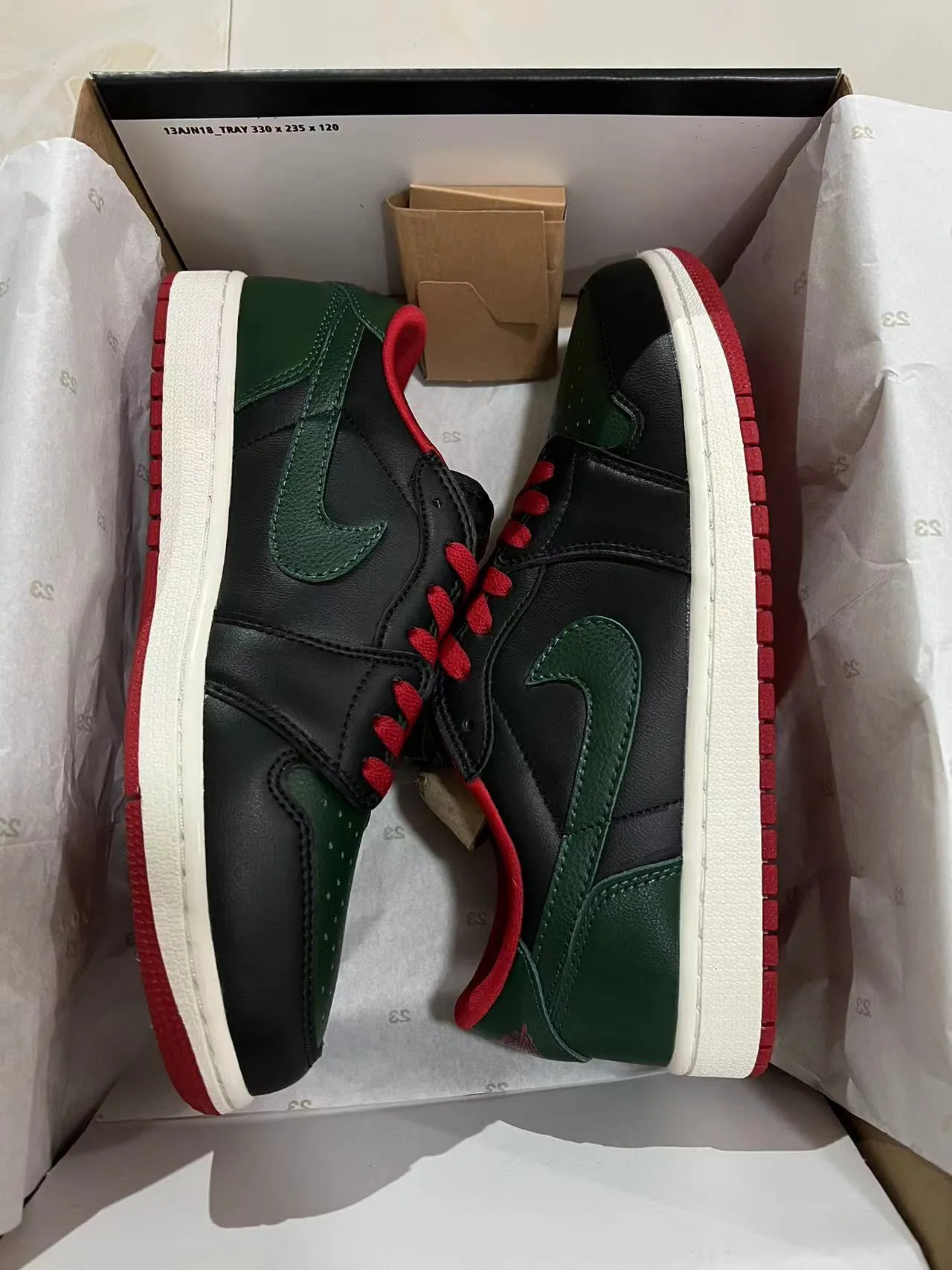 Nike Air Jordan 1 Black Dark Green Red Basketball Shoes 9
