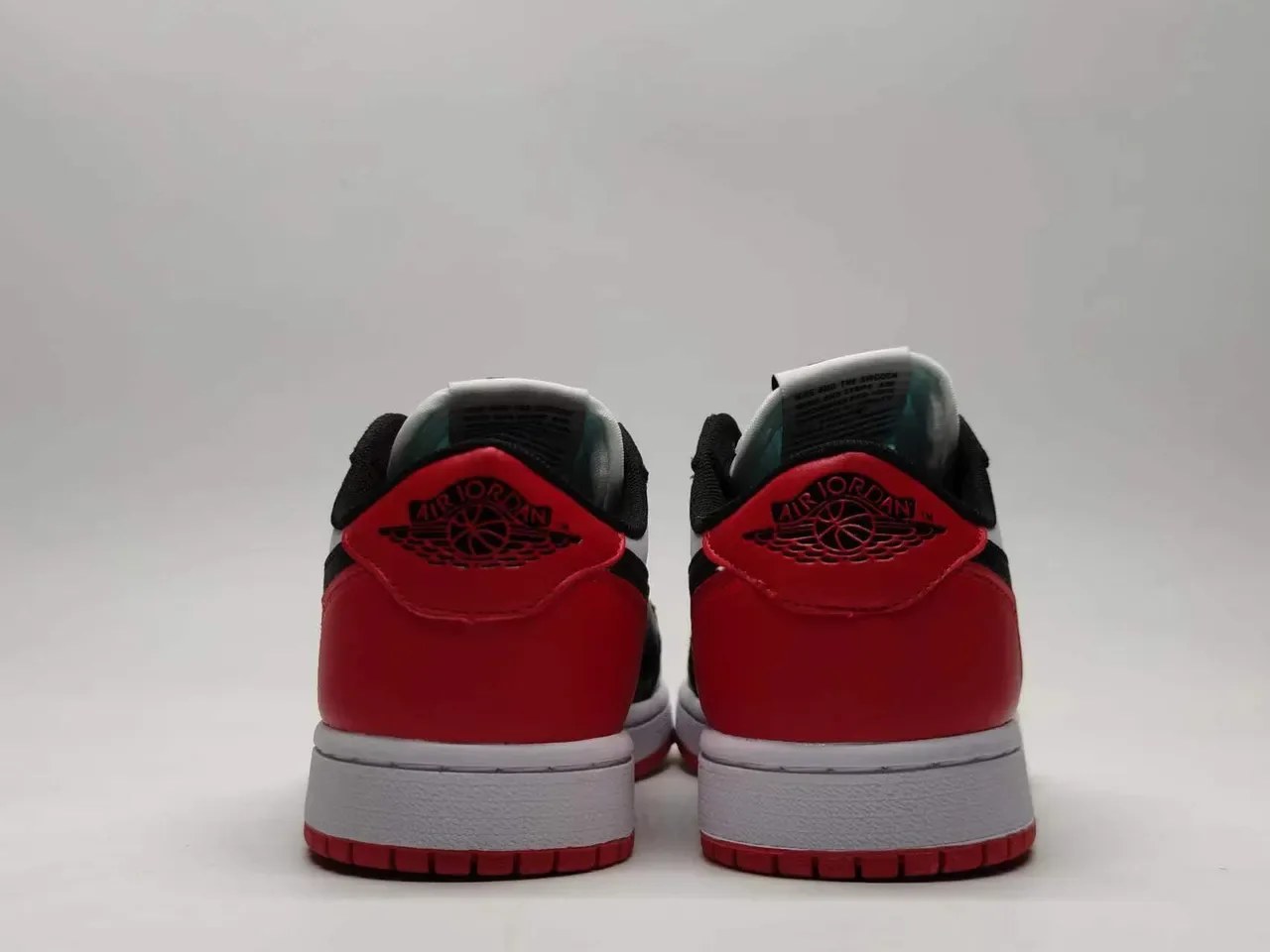 Nike Air Jordan 1 Black Red Low-Top Leather Upper Lifestyle Sneakers 5
