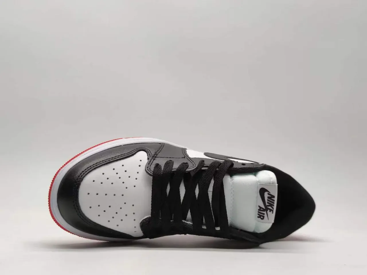 Nike Air Jordan 1 Black Red Low-Top Leather Upper Lifestyle Sneakers 6