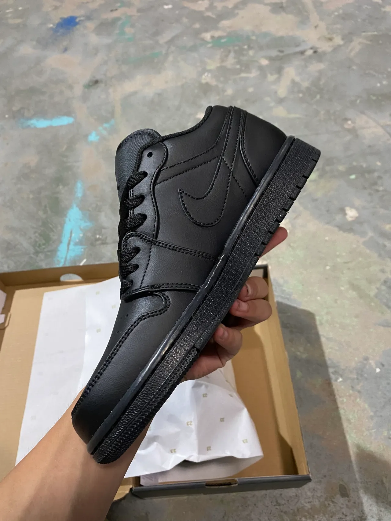 Nike Air Jordan 1 Low Sneakers Lifestyle Tout Noir 4