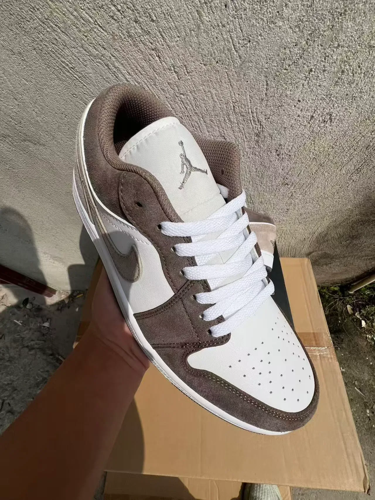Nike Air Jordan 1 Low Beige Brown White Lifestyle Sneakers 2