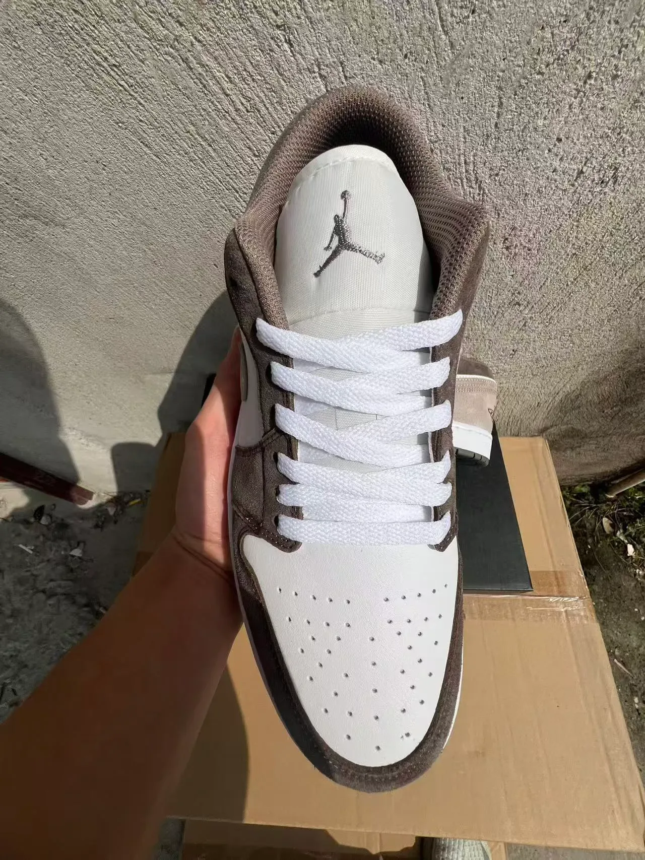 Nike Air Jordan 1 Low Beige Brown White Lifestyle Sneakers 3