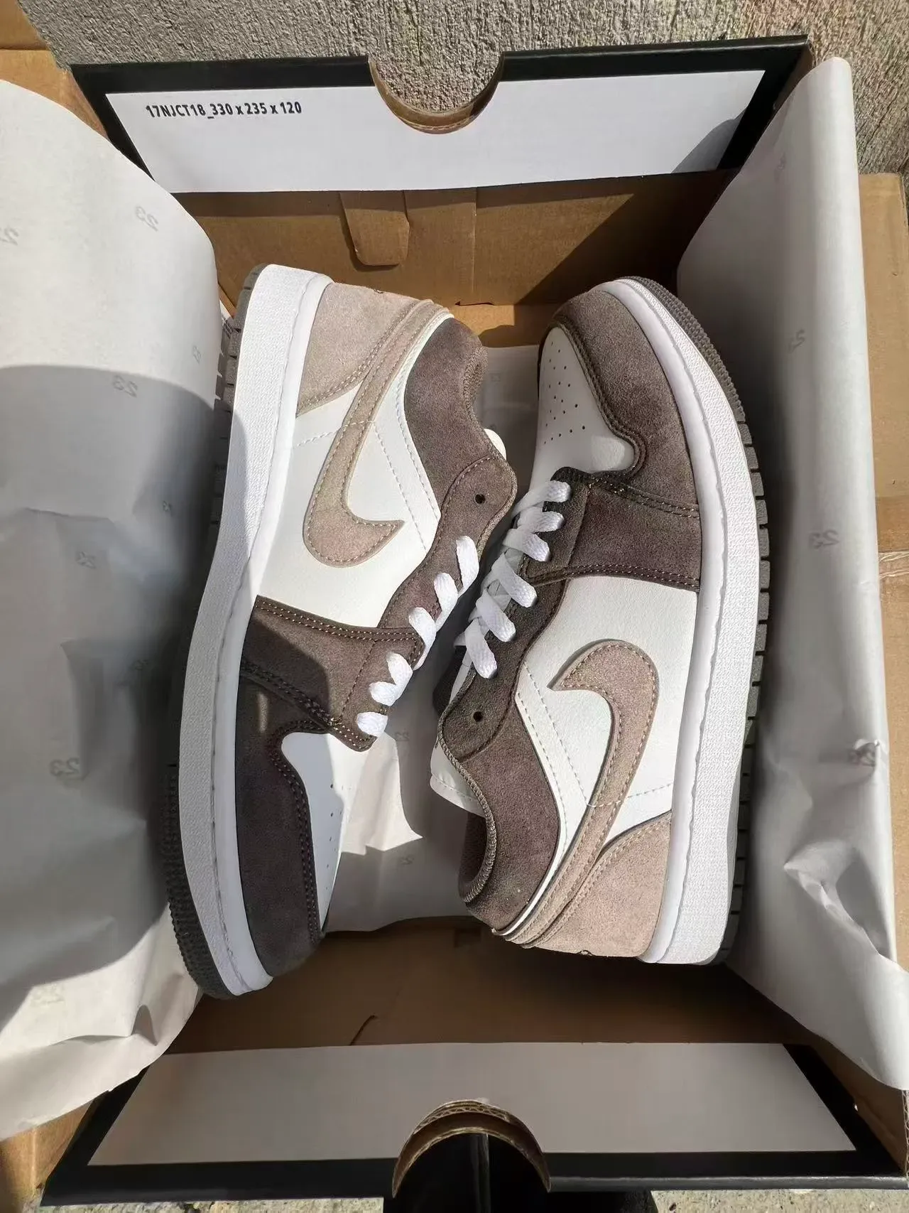 Nike Air Jordan 1 Low Beige Brown White Lifestyle Sneakers 9