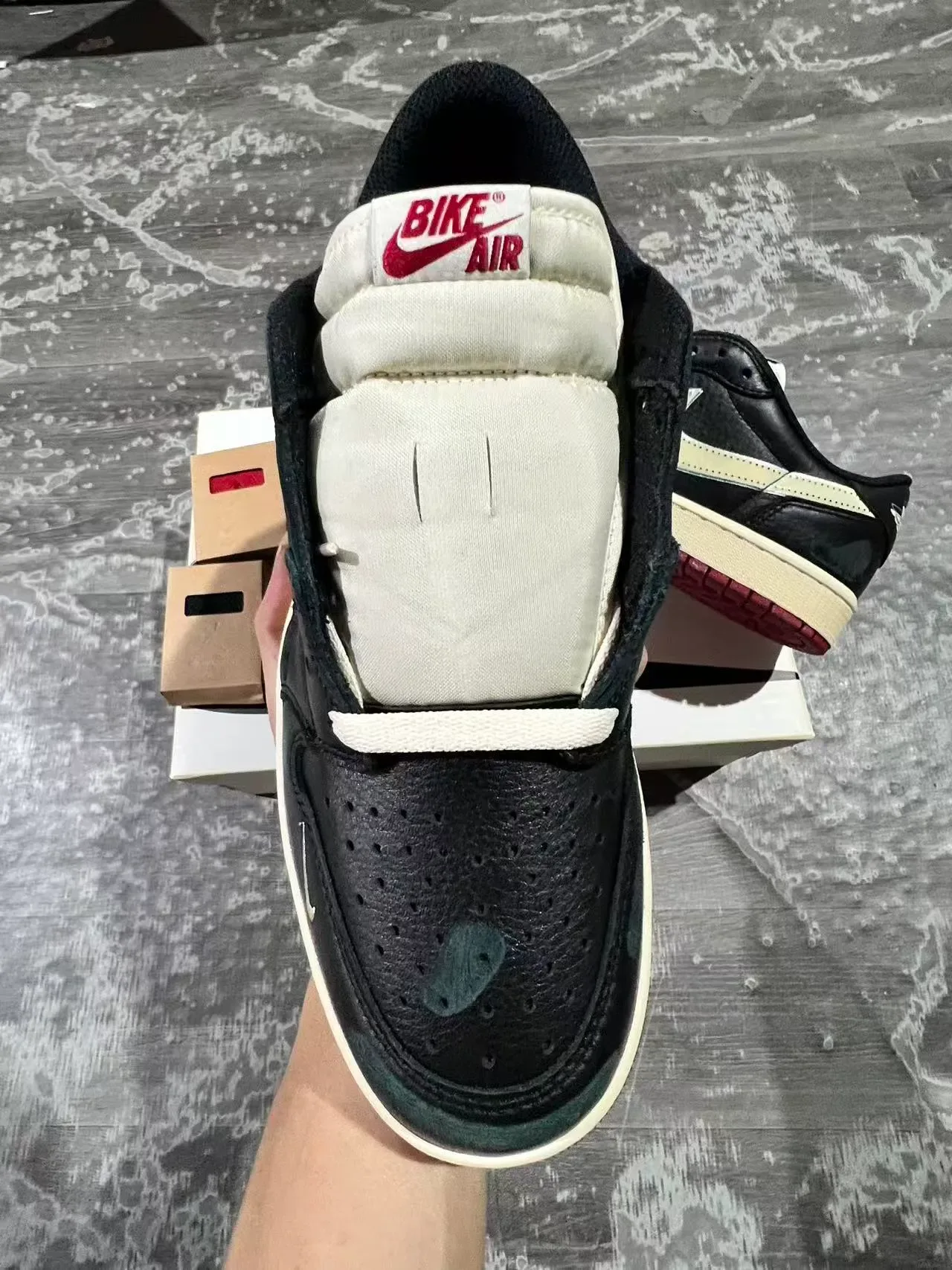 Nike Air Jordan 1 Low Black Cream Red Lifestyle Sneakers 3