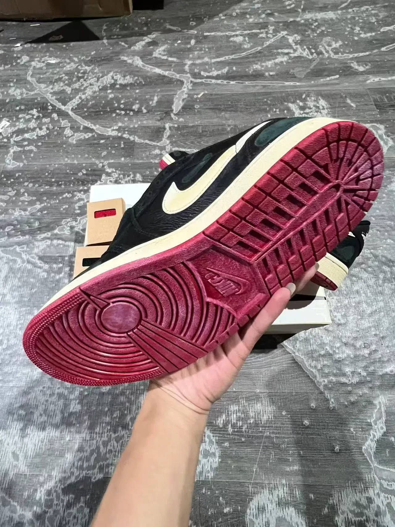 Nike Air Jordan 1 Low Black Cream Red Lifestyle Sneakers 6