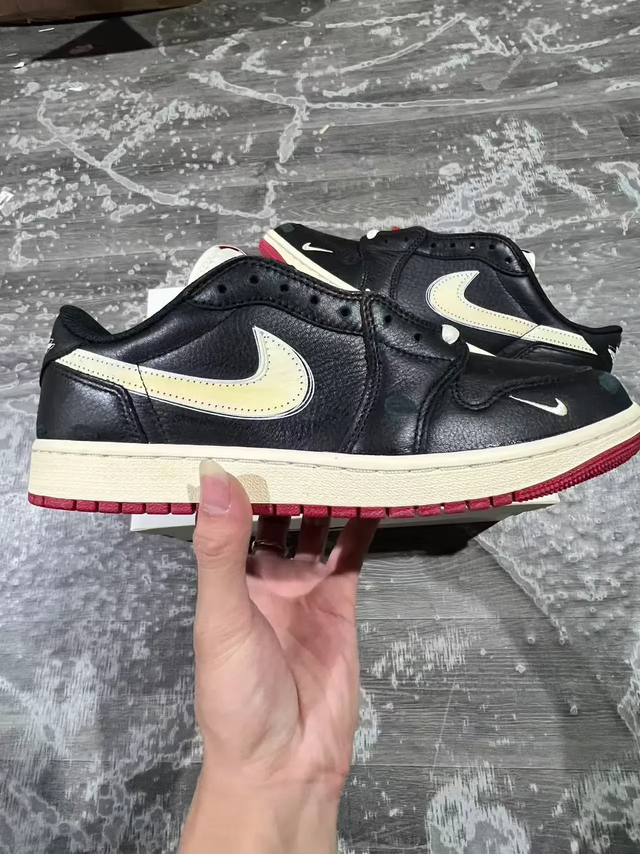 Nike Air Jordan 1 Low Black Cream Red Lifestyle Sneakers 7