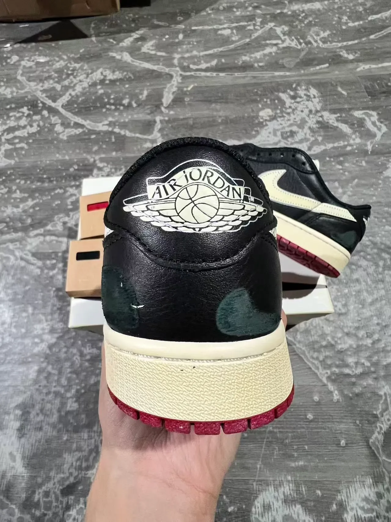 Nike Air Jordan 1 Low Black Cream Red Lifestyle Sneakers 8