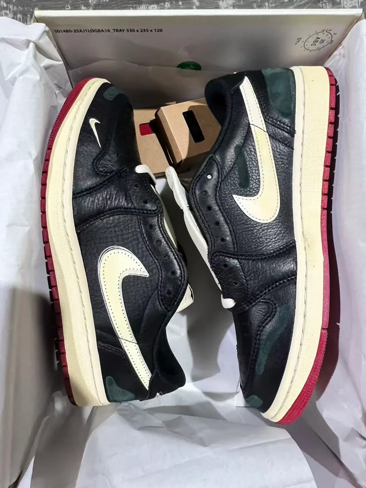 Nike Air Jordan 1 Low Black Cream Red Lifestyle Sneakers 9
