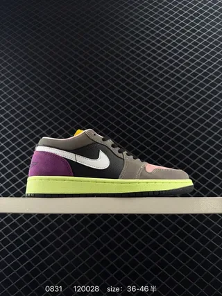 Nike Air Jordan 1 Low Black Gray Pink Purple Neon Green Lifestyle Sneaker 2